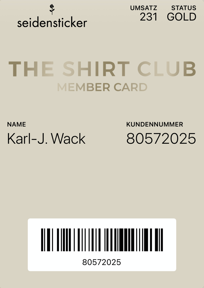 Customer Card for Seidensticker