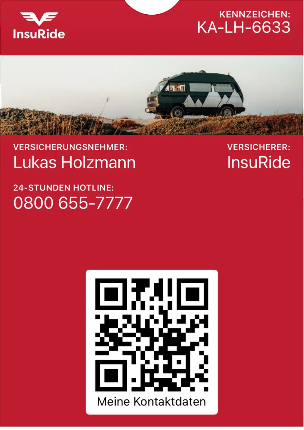 Insurance card example image