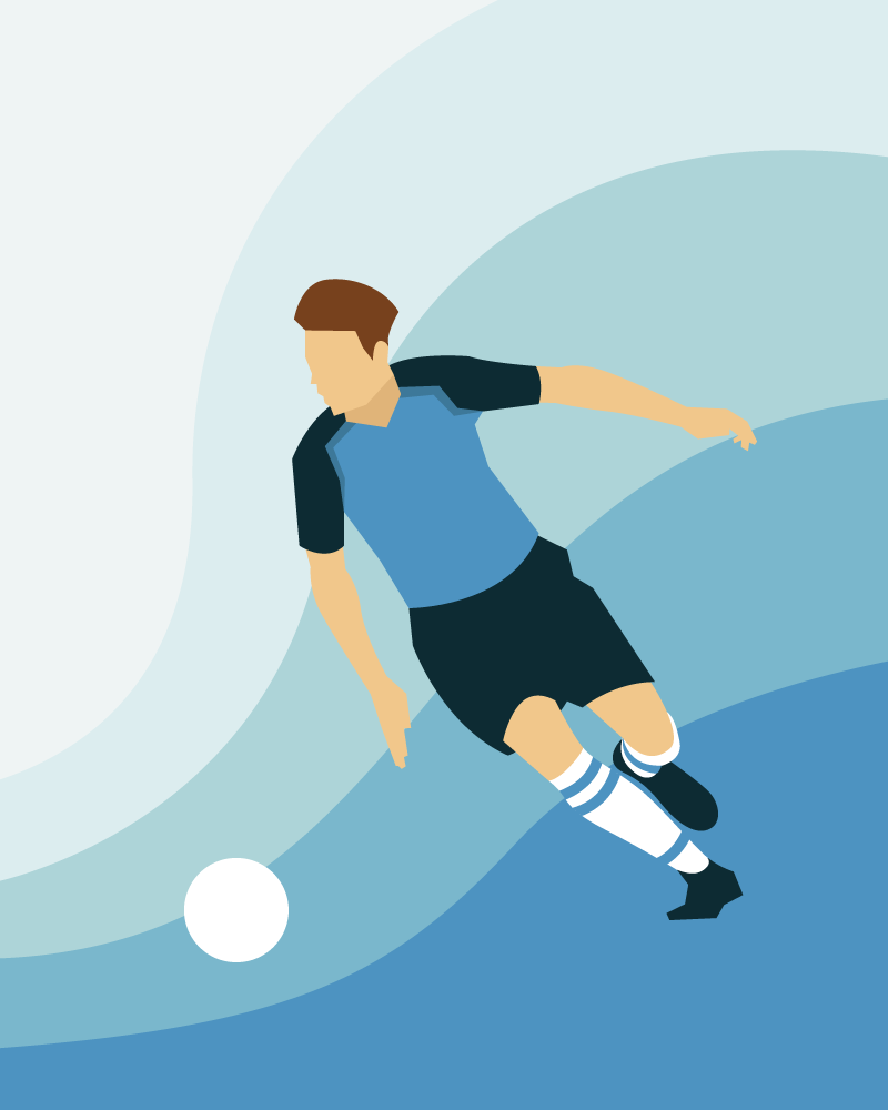 Soccer playing kicking ball illustration
