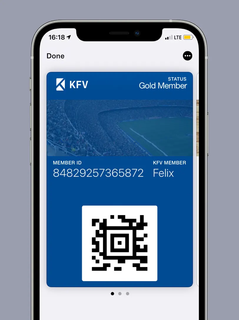 Smartphone screen showing example membership-card