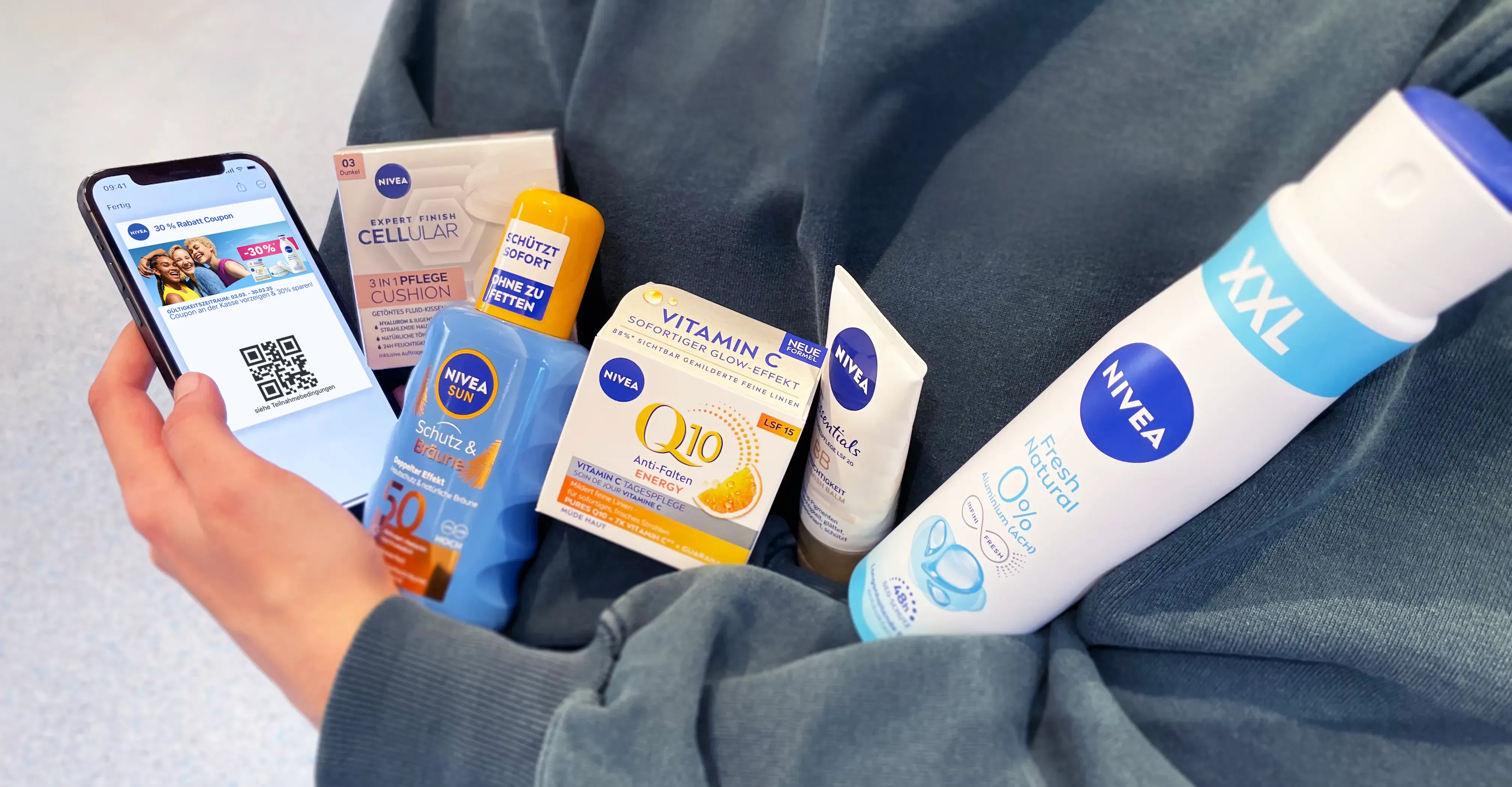 NIVEA Rabatt-Coupon auf dem Smartphone für den Einkauf im Handel