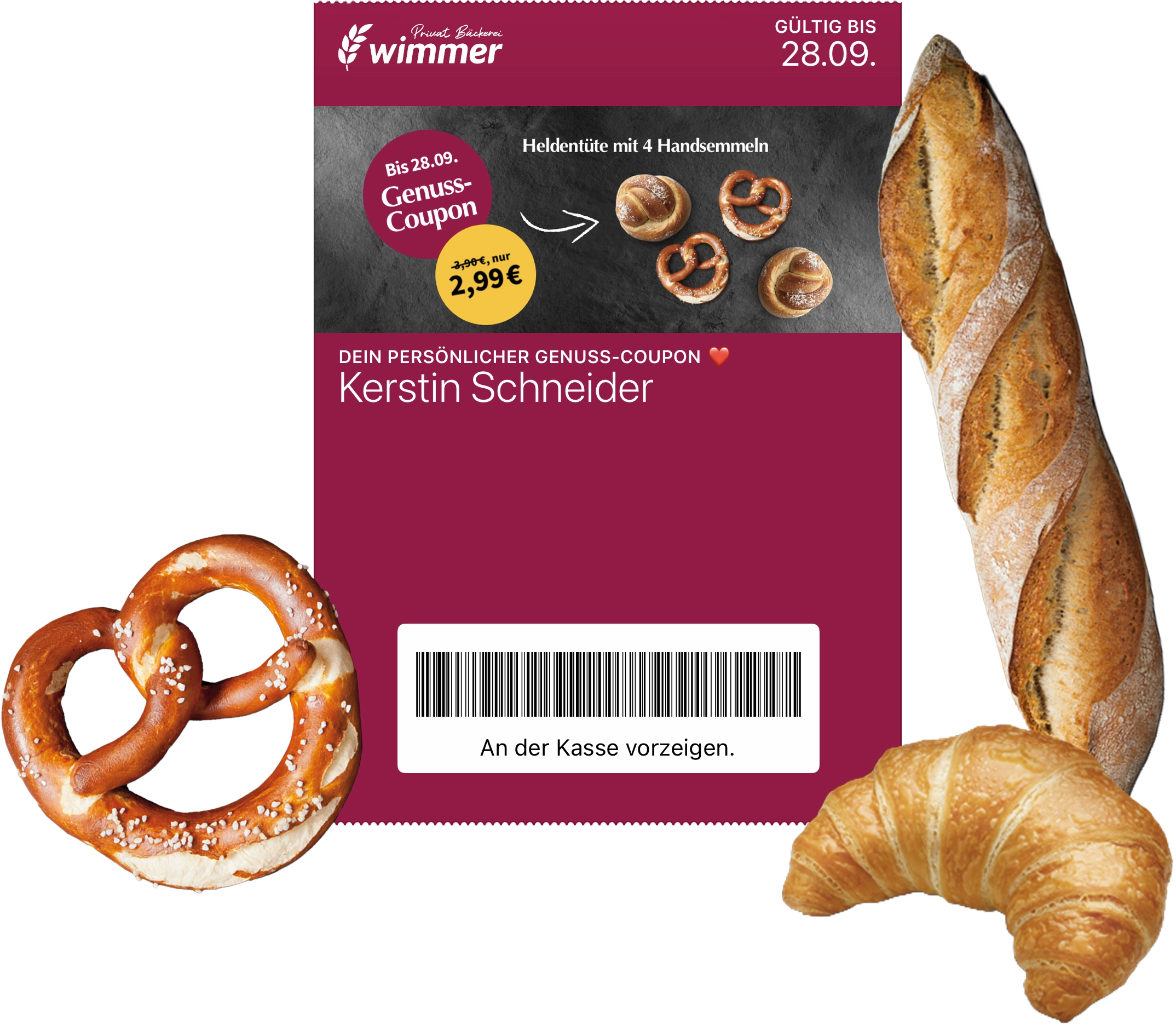 Digitale Coupon-Lösung für Baeckerei Wimmer