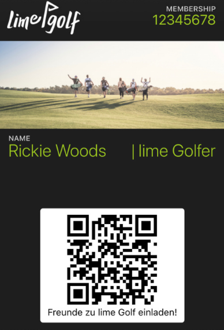 Mitgliedsausweis für Lime Golf