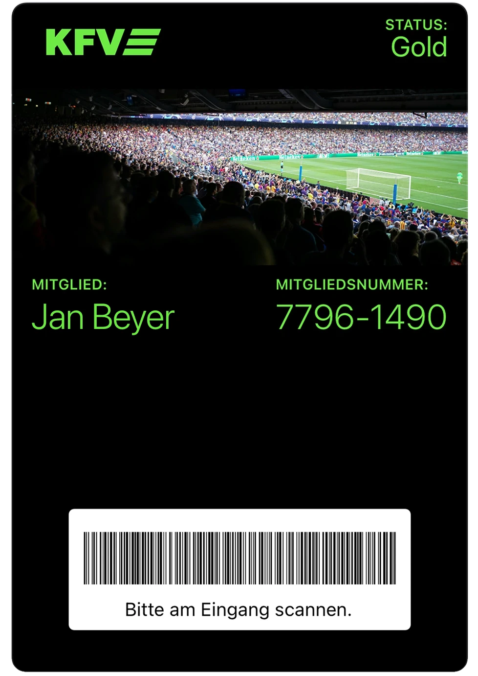 Membership card example image
