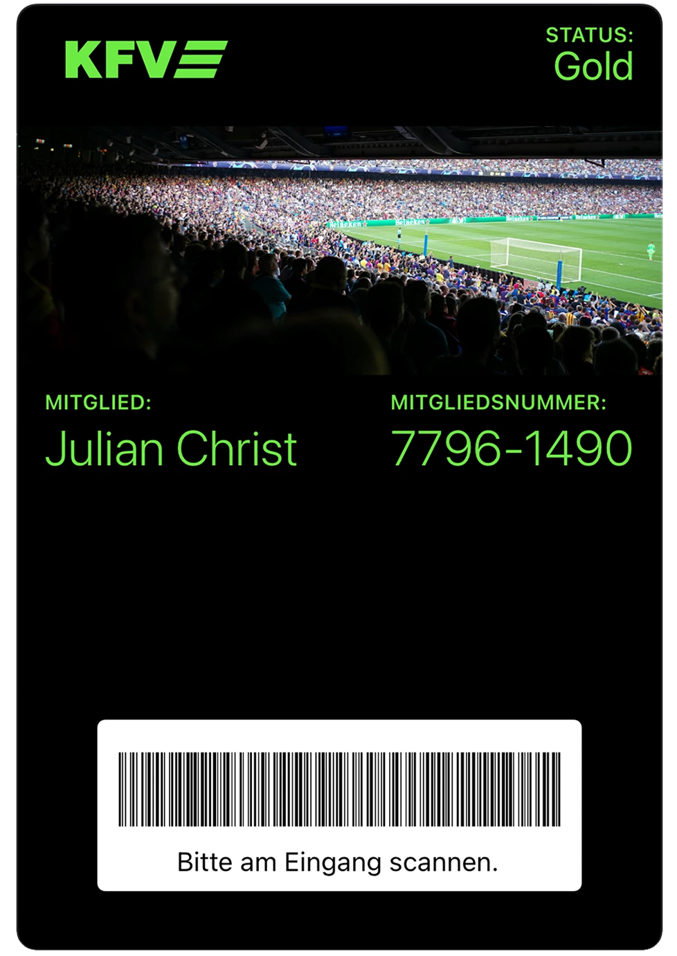 Membership card example image