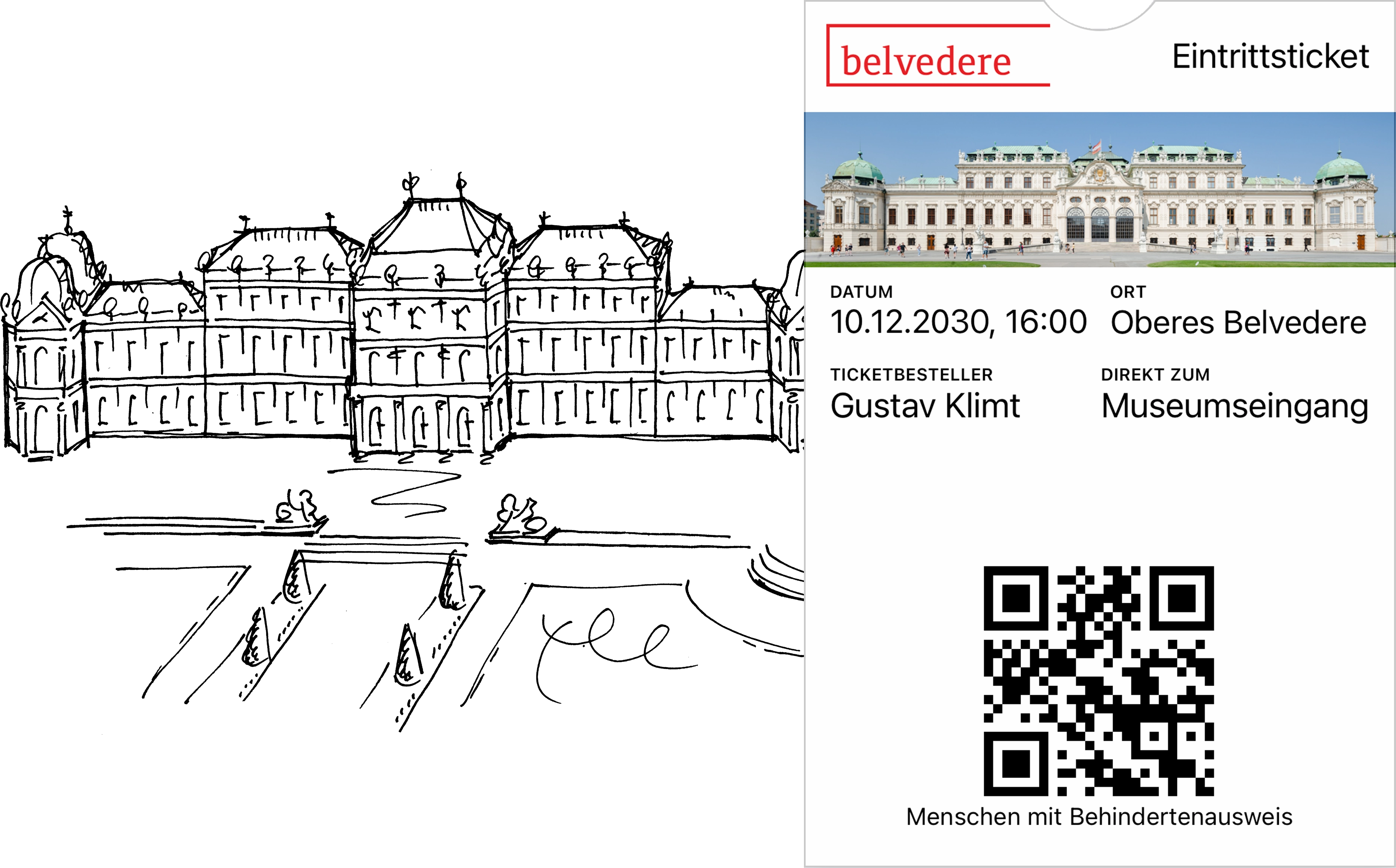 Belvedere digital event ticket with QR code in the wallet
